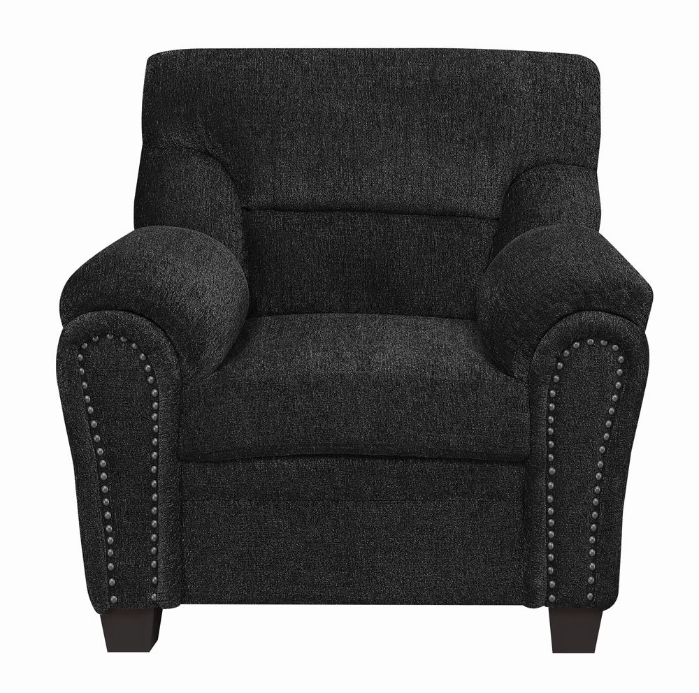 Clemintine Graphite Upholstered Chair with Nailhead Trim