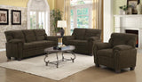 Clemintine Upholstered Loveseat with Nailhead Trim Brown