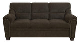 Clemintine Upholstered Sofa with Nailhead Trim Brown