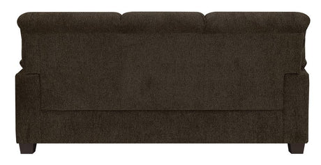 Clemintine Upholstered Sofa with Nailhead Trim Brown