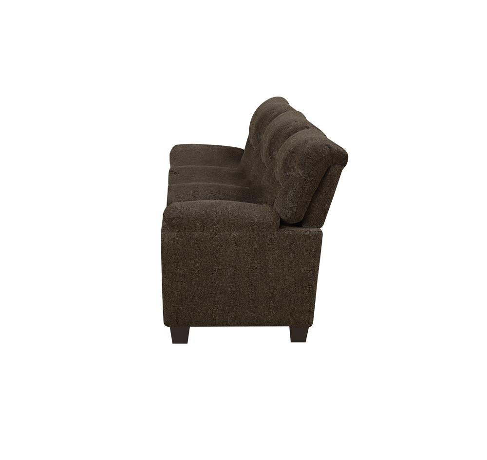 Clemintine Upholstered Sofa with Nailhead Trim Brown