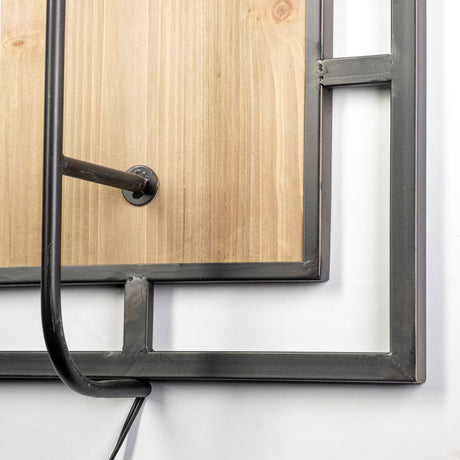 Cleo Black Metal and Wood Rectangular Wall Sconce by Mercana at Eve Furniture