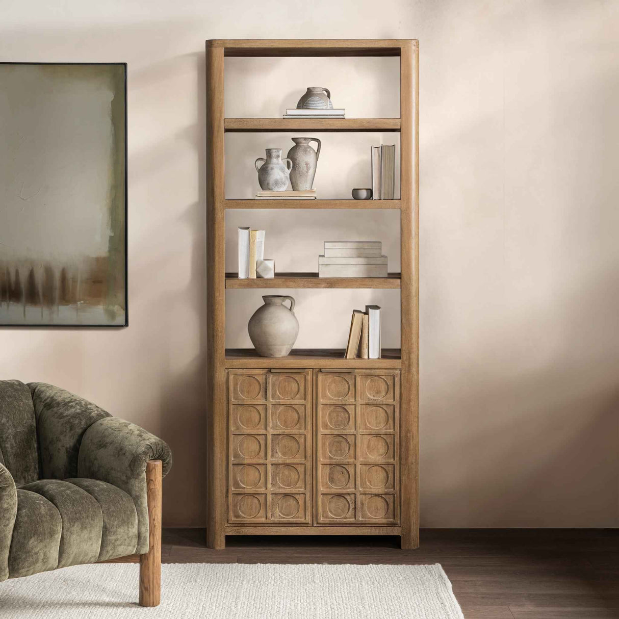 Cleveland Sandy Taupe Bookcase by Classic Home at Eve Furniture