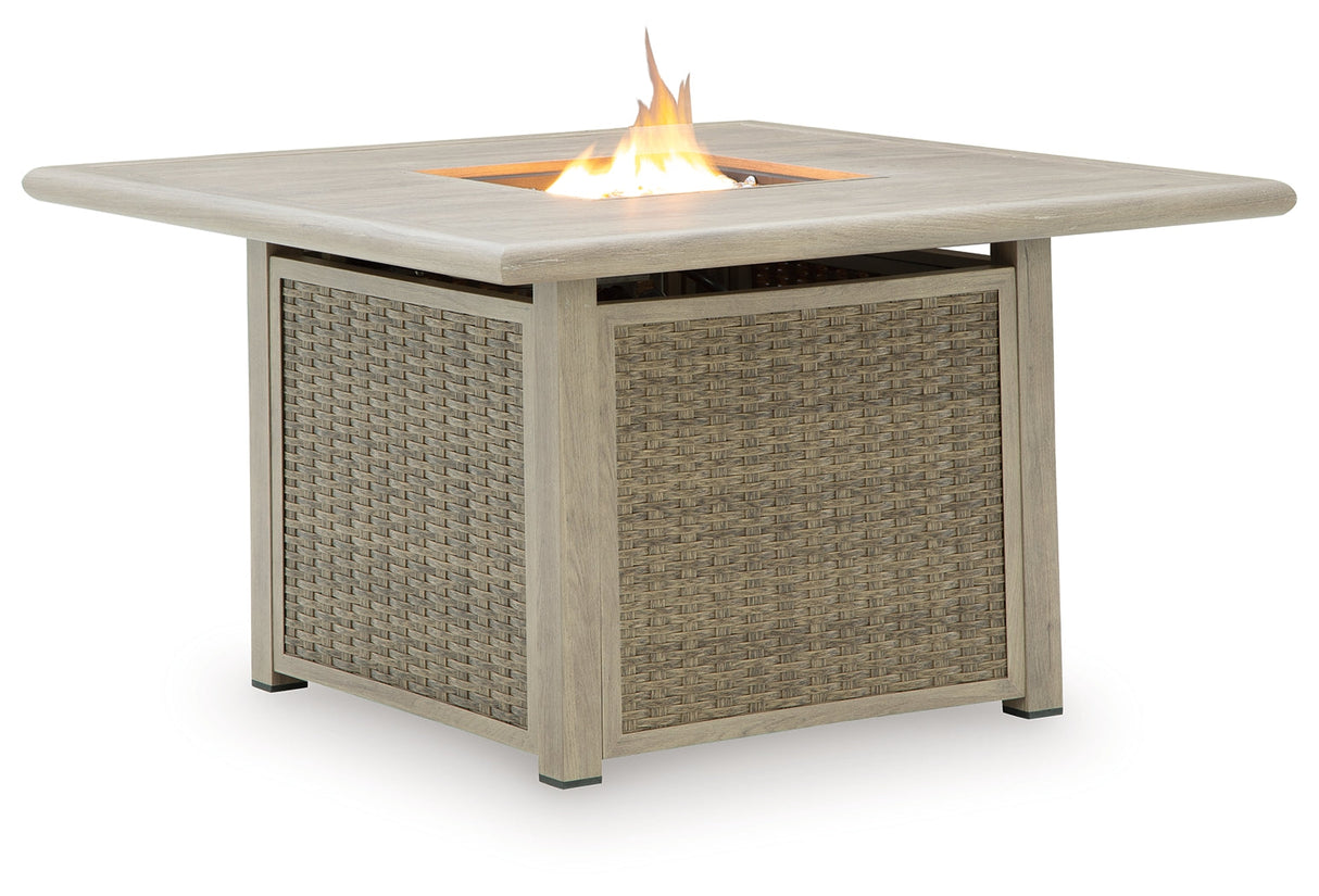 Cliff Trails Beige Fire Pit Table by Ashley at Eve Furniture
