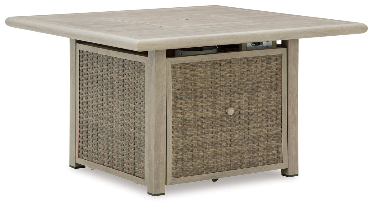 Cliff Trails Beige Fire Pit Table by Ashley at Eve Furniture