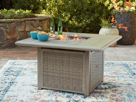 Cliff Trails Beige Fire Pit Table by Ashley at Eve Furniture