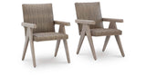 Cliff Trails Beige Outdoor Arm Chair by Ashley at Eve Furniture