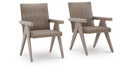 Cliff Trails Beige Outdoor Arm Chair by Ashley at Eve Furniture