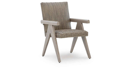 Cliff Trails Beige Outdoor Arm Chair by Ashley at Eve Furniture
