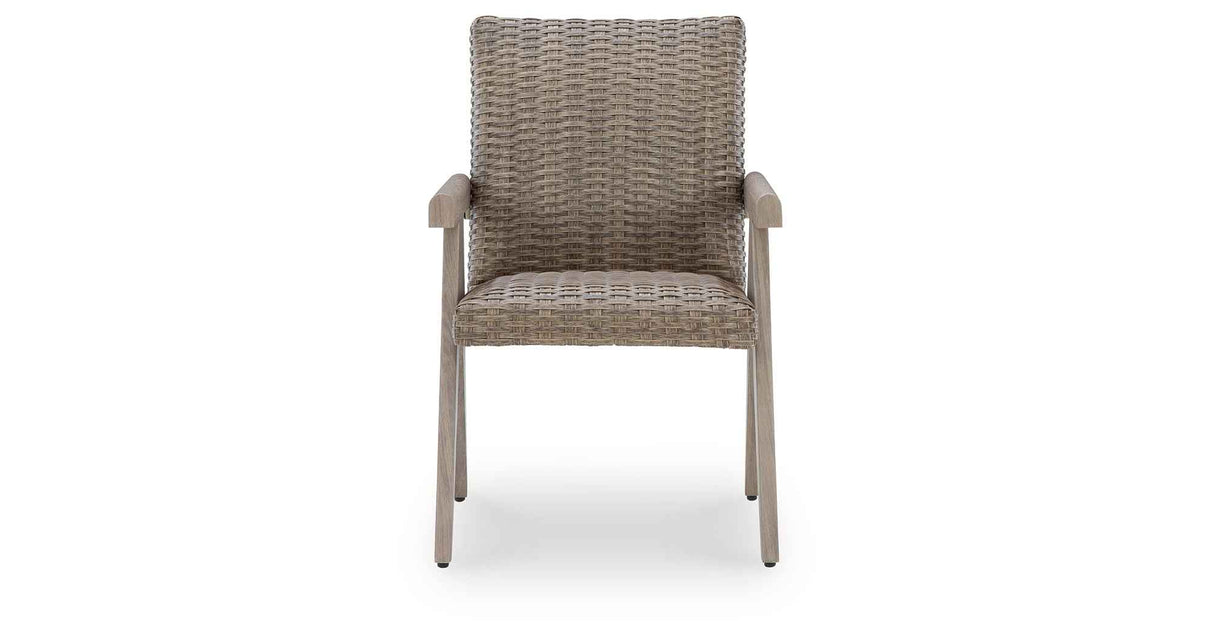 Cliff Trails Beige Outdoor Arm Chair by Ashley at Eve Furniture