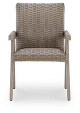 Cliff Trails Beige Outdoor Arm Chair by Ashley at Eve Furniture
