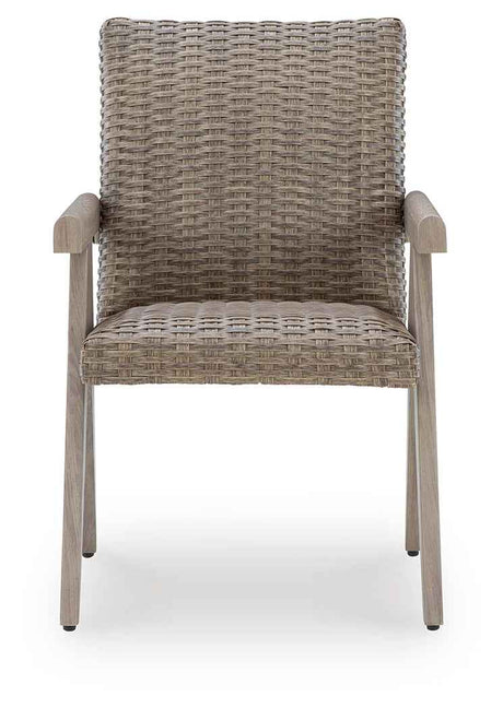 Cliff Trails Beige Outdoor Arm Chair by Ashley at Eve Furniture