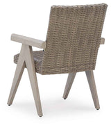 Cliff Trails Beige Outdoor Arm Chair by Ashley at Eve Furniture