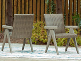 Cliff Trails Beige Outdoor Arm Chair by Ashley at Eve Furniture