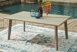 Cliff Trails Beige Outdoor Dining Table and 4 Arm Chairs by Ashley at Eve Furniture