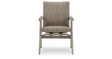 Cliff Trails Beige Outdoor Dining Table and 4 Arm Chairs by Ashley at Eve Furniture