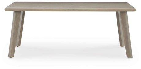 Cliff Trails Beige Outdoor Dining Table and 4 Arm Chairs by Ashley at Eve Furniture