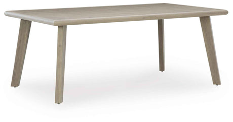 Cliff Trails Beige Outdoor Dining Table and 4 Arm Chairs by Ashley at Eve Furniture