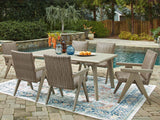 Cliff Trails Beige Outdoor Dining Table and 6 Chairs by Ashley at Eve Furniture