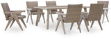 Cliff Trails Beige Outdoor Dining Table and 6 Chairs by Ashley at Eve Furniture