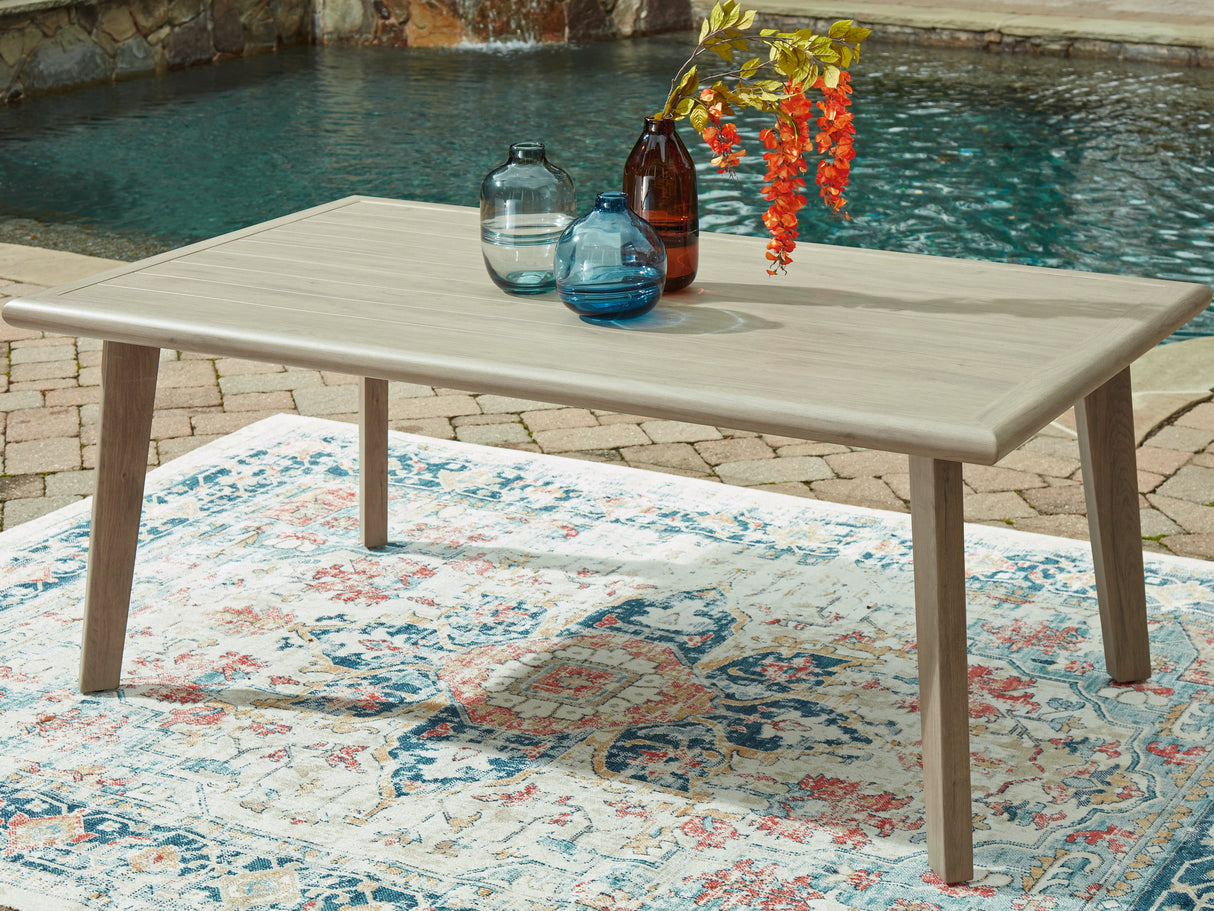 Cliff Trails Beige Outdoor Dining Table by Ashley at Eve Furniture