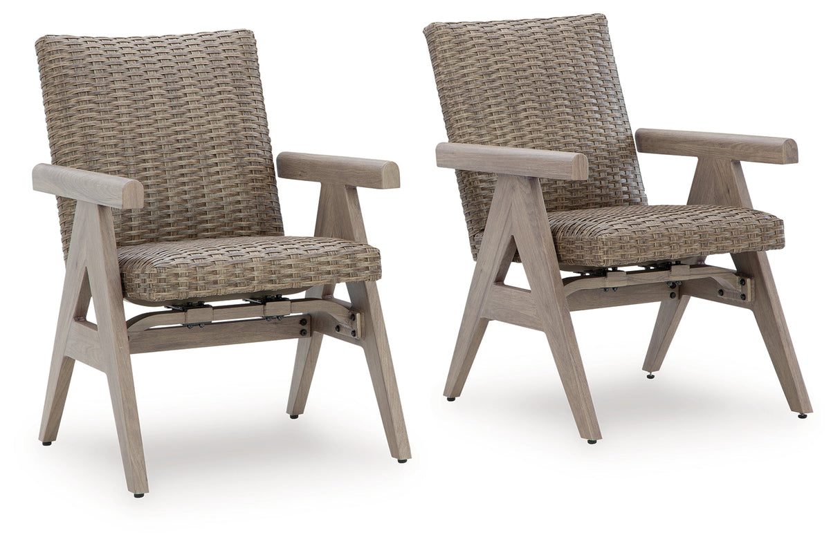 Cliff Trails Beige Outdoor Rocking Arm Chair by Ashley at Eve Furniture