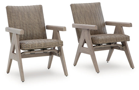 Cliff Trails Beige Outdoor Rocking Arm Chair by Ashley at Eve Furniture