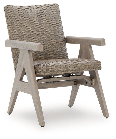 Cliff Trails Beige Outdoor Rocking Arm Chair by Ashley at Eve Furniture