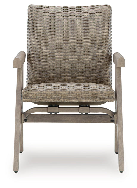 Cliff Trails Beige Outdoor Rocking Arm Chair by Ashley at Eve Furniture