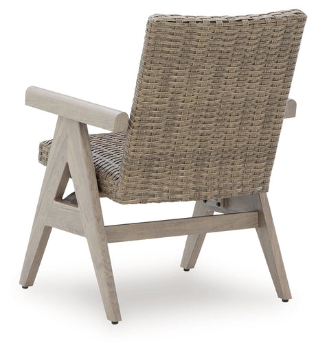 Cliff Trails Beige Outdoor Rocking Arm Chair by Ashley at Eve Furniture