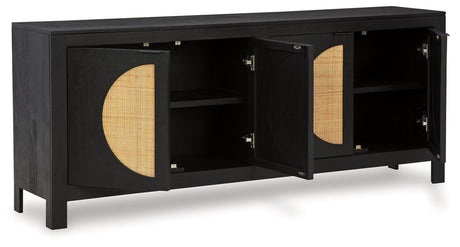 Cliffiings Black/Natural Accent Cabinet by Ashley at Eve Furniture