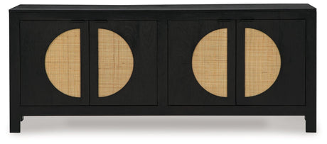 Cliffiings Black/Natural Accent Cabinet by Ashley at Eve Furniture