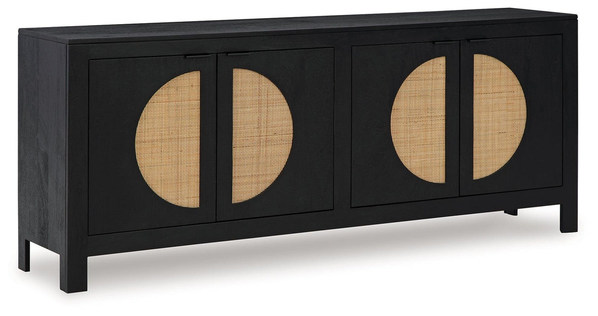 Cliffiings Black/Natural Accent Cabinet by Ashley at Eve Furniture