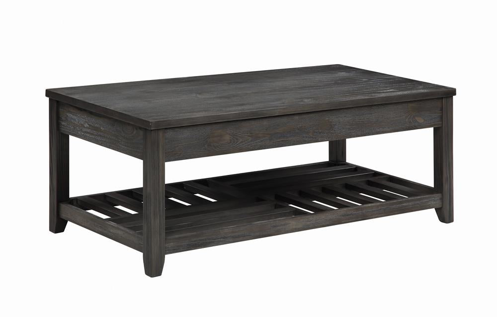 Cliffview Gray Lift Top Coffee Table with Storage Cavities