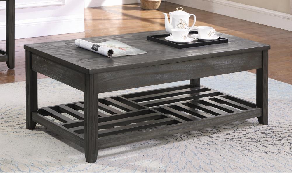 Cliffview Gray Lift Top Coffee Table with Storage Cavities