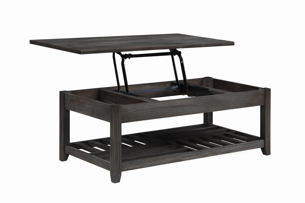 Cliffview Gray Lift Top Coffee Table with Storage Cavities