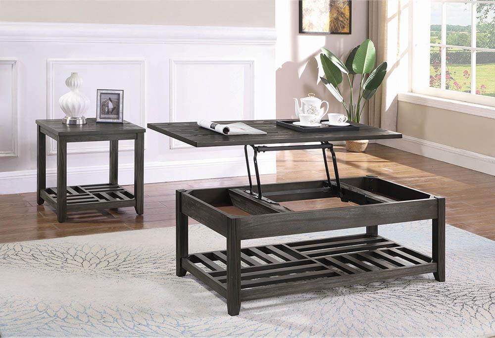 Cliffview Gray Lift Top Coffee Table with Storage Cavities