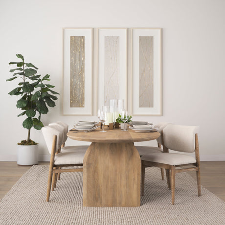 Cline Cream Fabric Upholstered and Light Brown Wood Dining Chair, Set of 2 by Mercana at Eve Furniture
