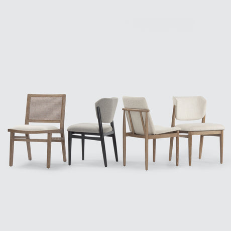Cline Cream Fabric Upholstered and Light Brown Wood Dining Chair, Set of 2 by Mercana at Eve Furniture