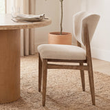 Cline Cream Fabric Upholstered and Light Brown Wood Dining Chair, Set of 2 by Mercana at Eve Furniture