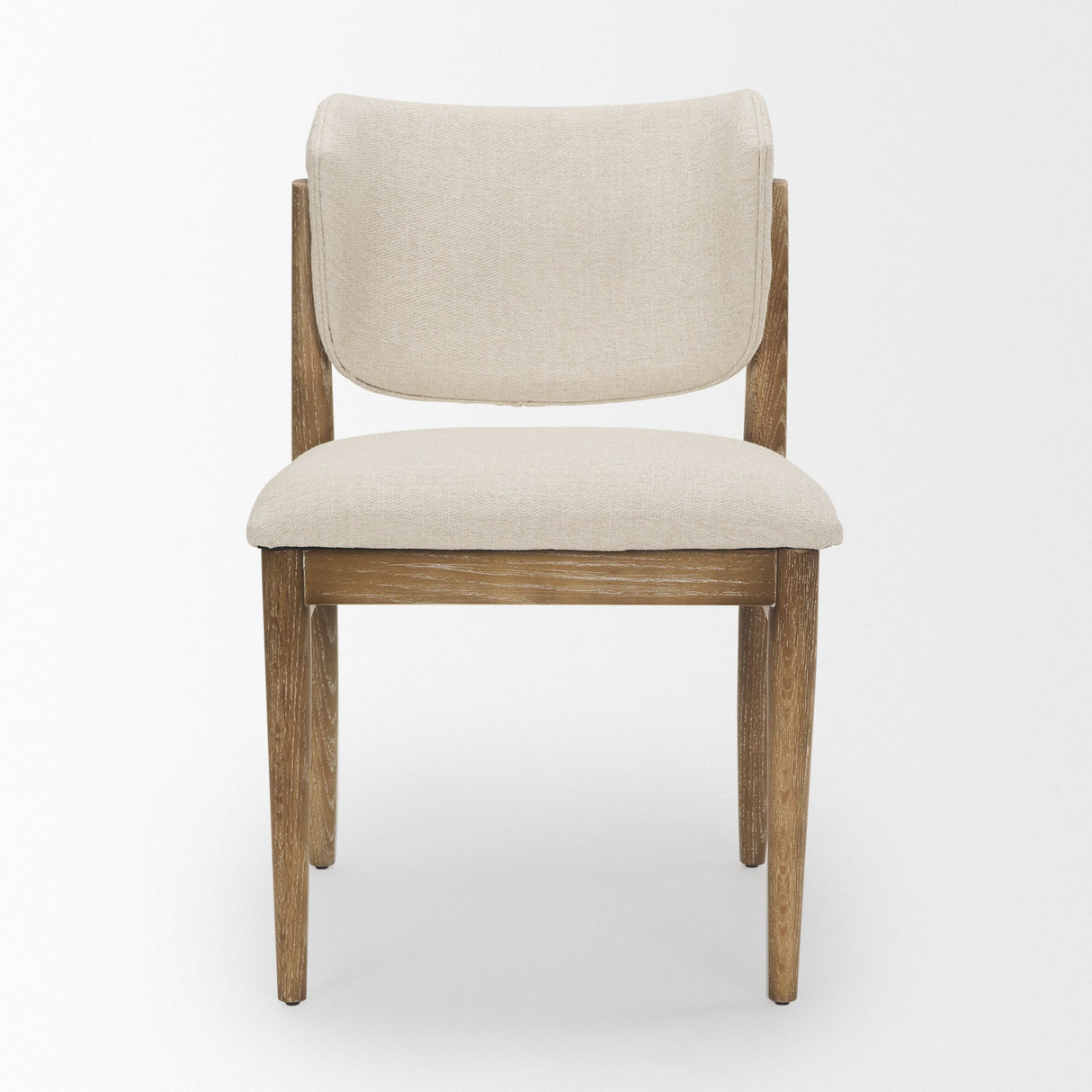 Cline Cream Fabric Upholstered and Light Brown Wood Dining Chair, Set of 2 by Mercana at Eve Furniture