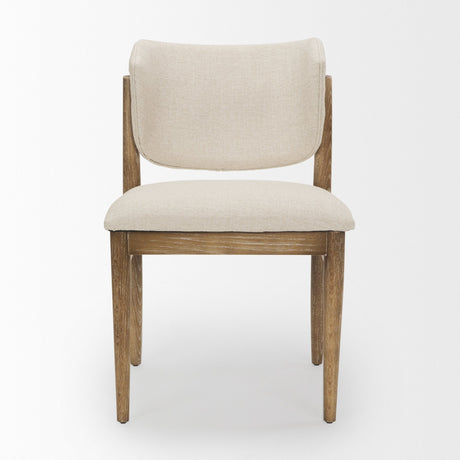 Cline Cream Fabric Upholstered and Light Brown Wood Dining Chair, Set of 2 by Mercana at Eve Furniture