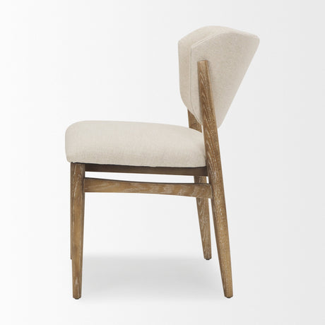 Cline Cream Fabric Upholstered and Light Brown Wood Dining Chair, Set of 2 by Mercana at Eve Furniture
