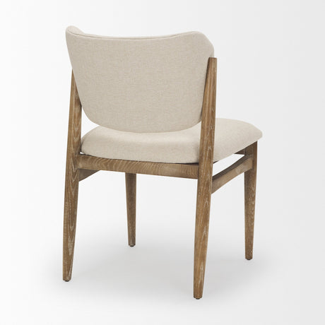 Cline Cream Fabric Upholstered and Light Brown Wood Dining Chair, Set of 2 by Mercana at Eve Furniture