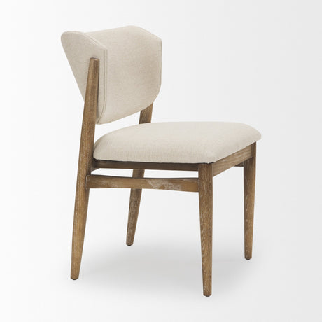 Cline Cream Fabric Upholstered and Light Brown Wood Dining Chair, Set of 2 by Mercana at Eve Furniture