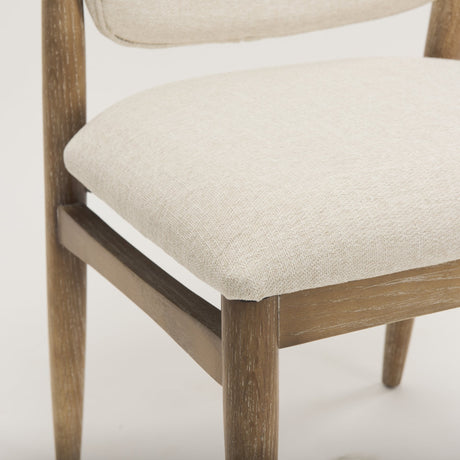 Cline Cream Fabric Upholstered and Light Brown Wood Dining Chair, Set of 2 by Mercana at Eve Furniture