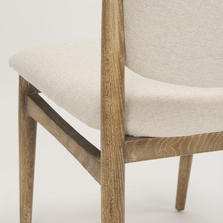 Cline Cream Fabric Upholstered and Light Brown Wood Dining Chair, Set of 2 by Mercana at Eve Furniture