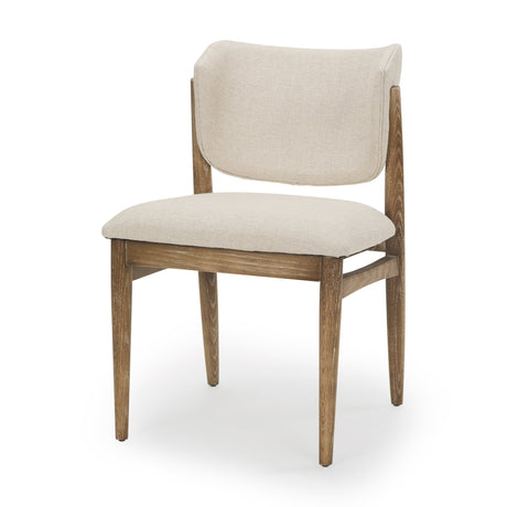 Cline Cream Fabric Upholstered and Light Brown Wood Dining Chair, Set of 2 by Mercana at Eve Furniture
