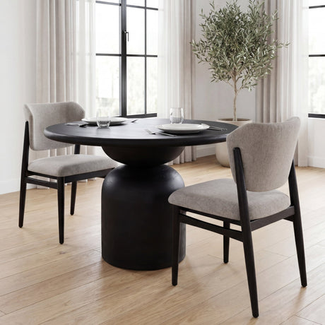 Cline Gray Fabric W/Black Wood Dining Chair, Set of 2 by Mercana at Eve Furniture