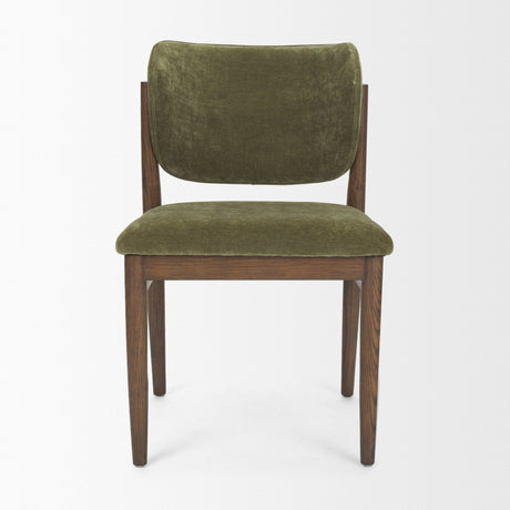 Cline Moss 008 Olive Fabric Upholstered and Brown Wood Dining Chair, Set of 2 by Mercana at Eve Furniture